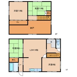 大和2条6丁目貸家の物件間取画像